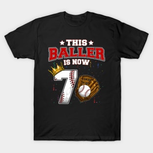 This Baller Is Now 7 Years Old Baseball Players 7Th BDay T-Shirt